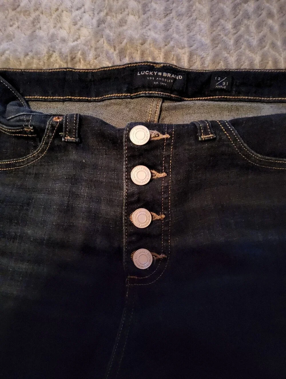 Lucky Brand High-Rise Button-Fly Skinny Jeans - Dark Blue Wash